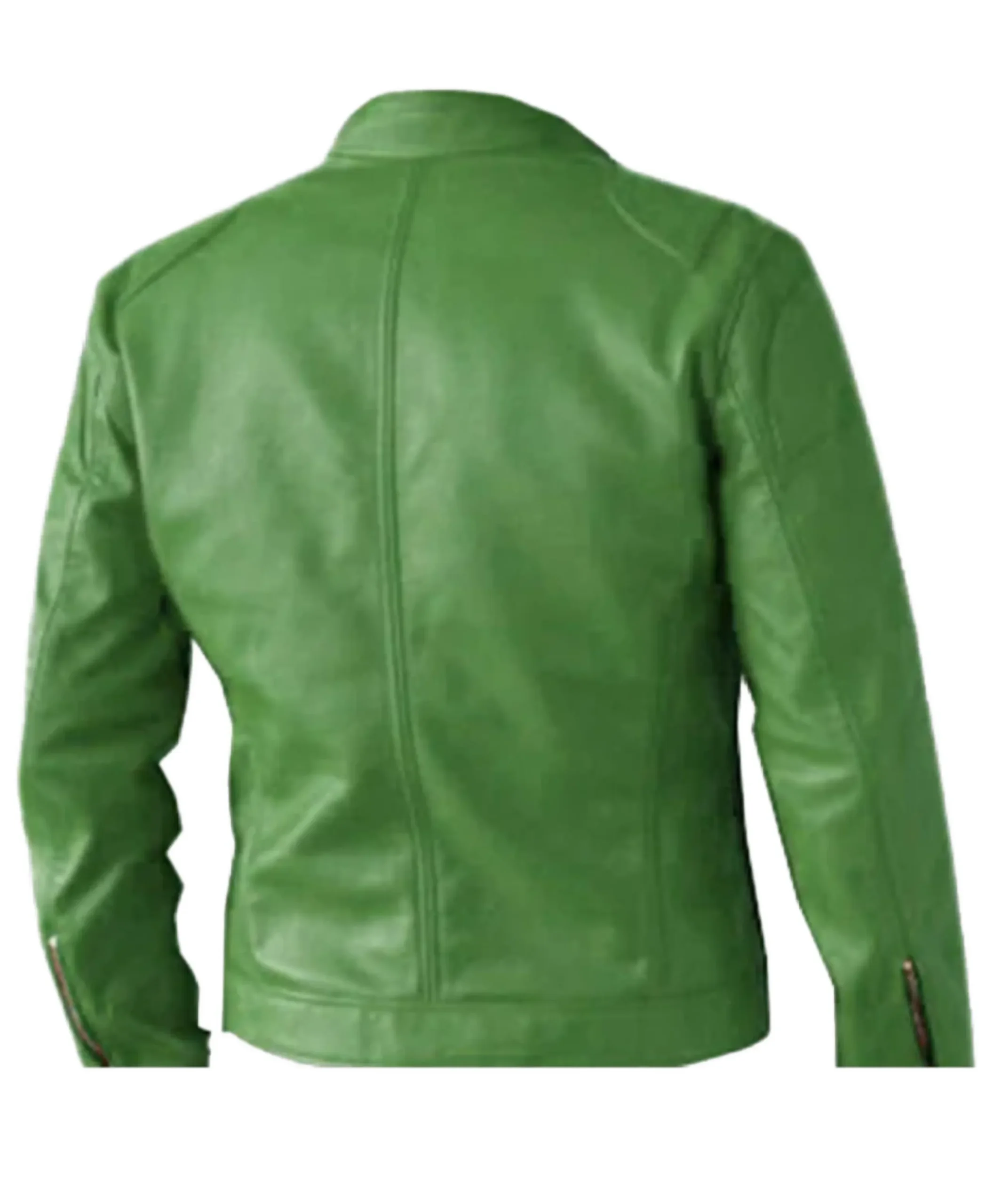 Classic Green Leather Jacket Back - Trendy Leather Jackets