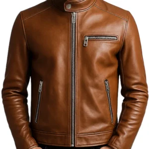 Men Brown Slim Fit Leather Jacket - Trendy Leather Jackets