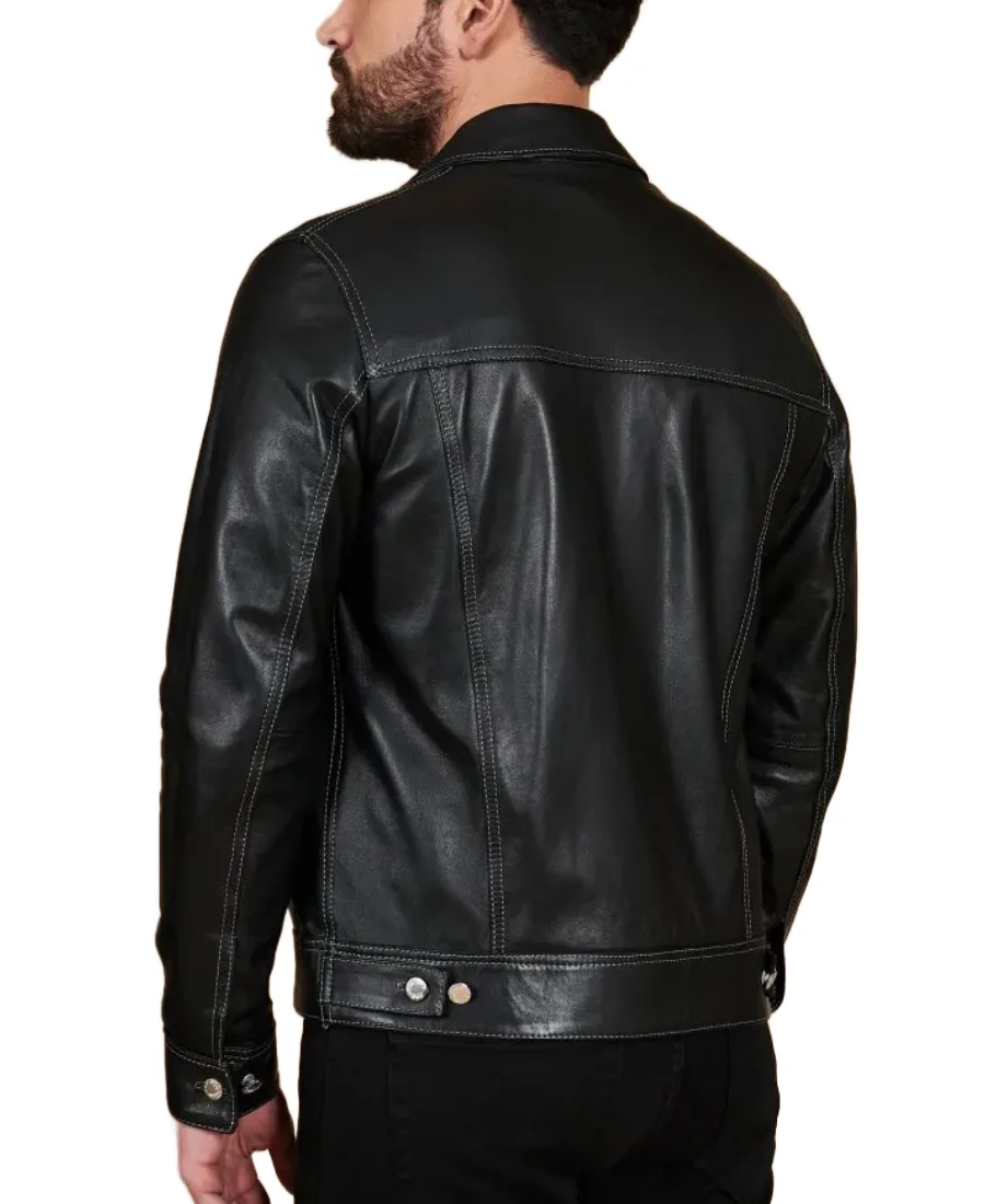Men's Akyo Black Nappa Biker Leather Jacket Back - Trendy Leather Jackets