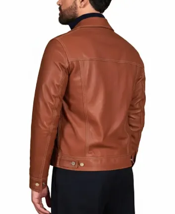 Men’s Akyo Black Nappa Biker Leather Jacket Brown Back - Trendy Leather Jackets