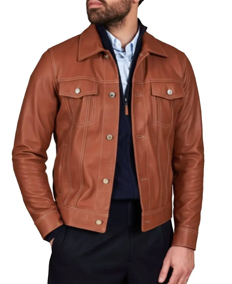 Men’s Akyo Black Nappa Biker Leather Jacket Brown - Trendy Leather Jackets