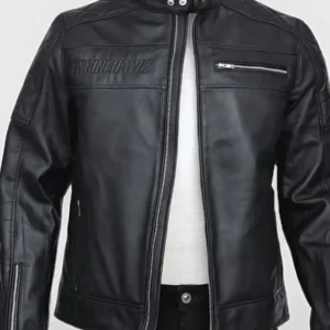 Men’s Black Cafe Racer Leather Jacket