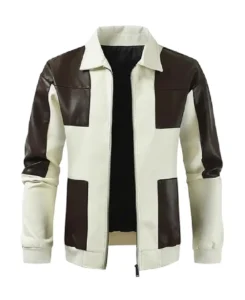 Men’s Casual Hatless Bomber Leather Jacket