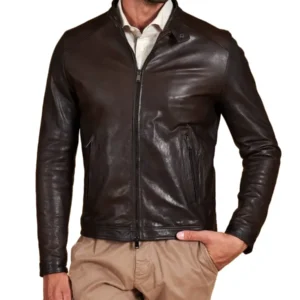 Men's Chocolate Brown Biker Leather Jacket - Trendy Leather Jacket