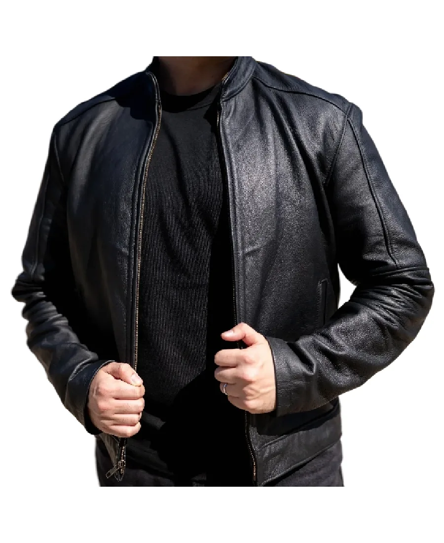 Men's Classic Black Pedregal Leather Jacket Front - Trendy Leather Jackets