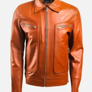 Men's Classic Orange Leather Jacket - Trendy Leather Jackets