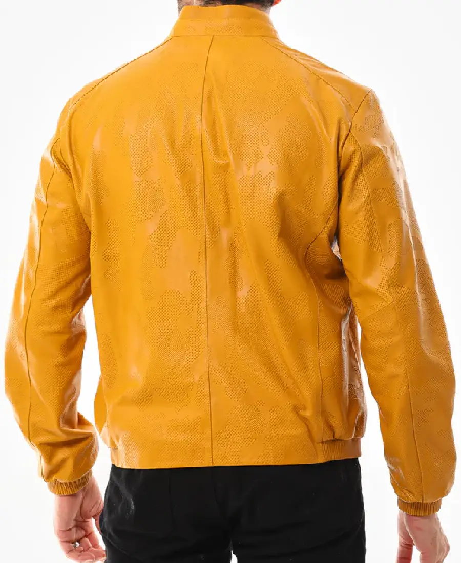 Men's Como Yellow Leather Jacket Back