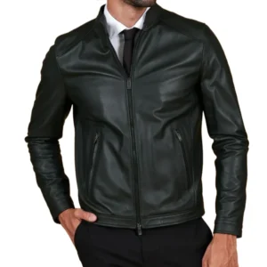 Men's Dark Green Natural Leather Jacket - Trendy Leather Jackets