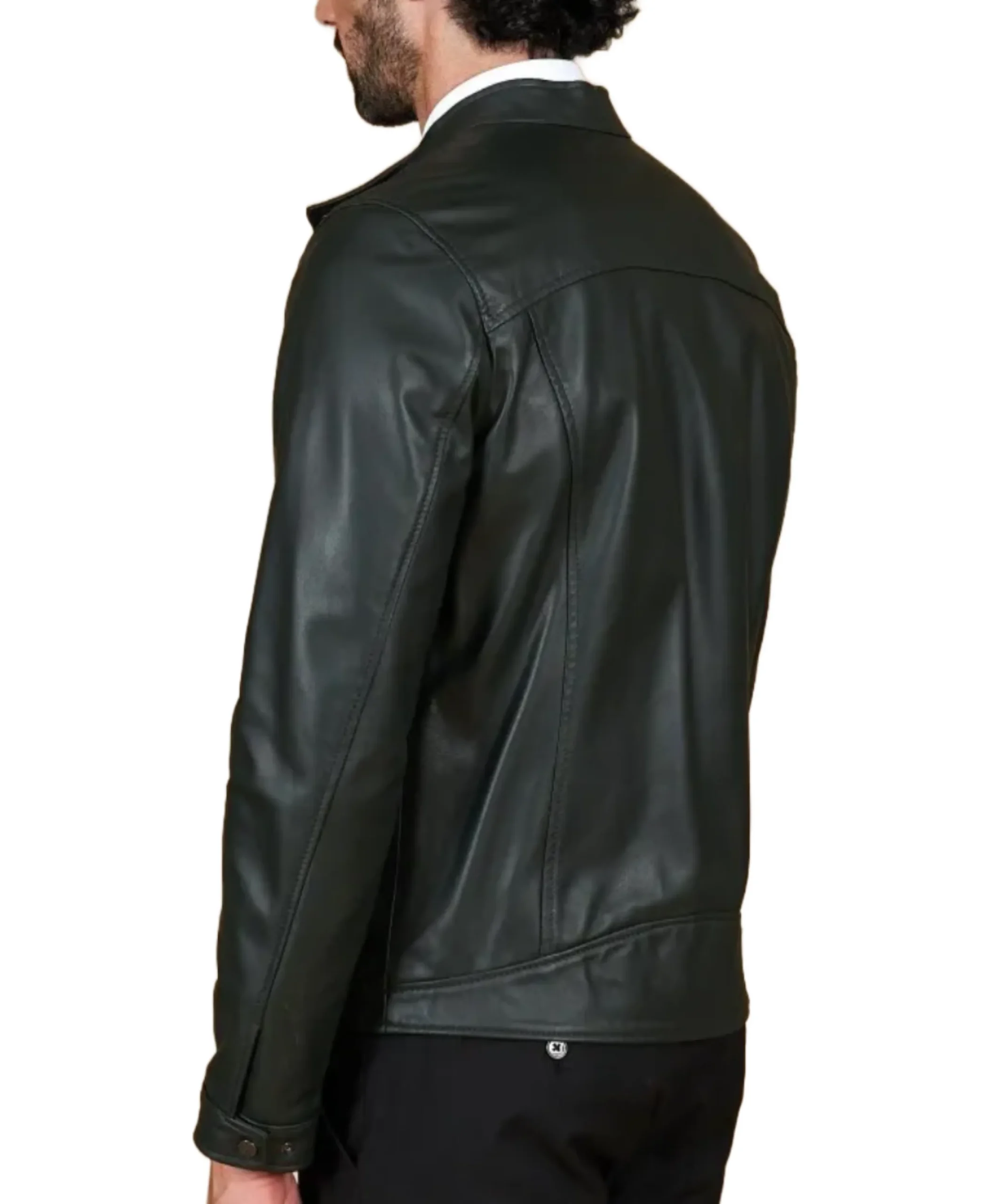 Men's Dark Green Natural Leather Jacket Back - Trend yLeather Jackets
