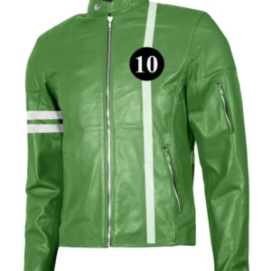 Men's Green Motorcycle Cowhide Leather Jacket - Trendy Leather Jackets