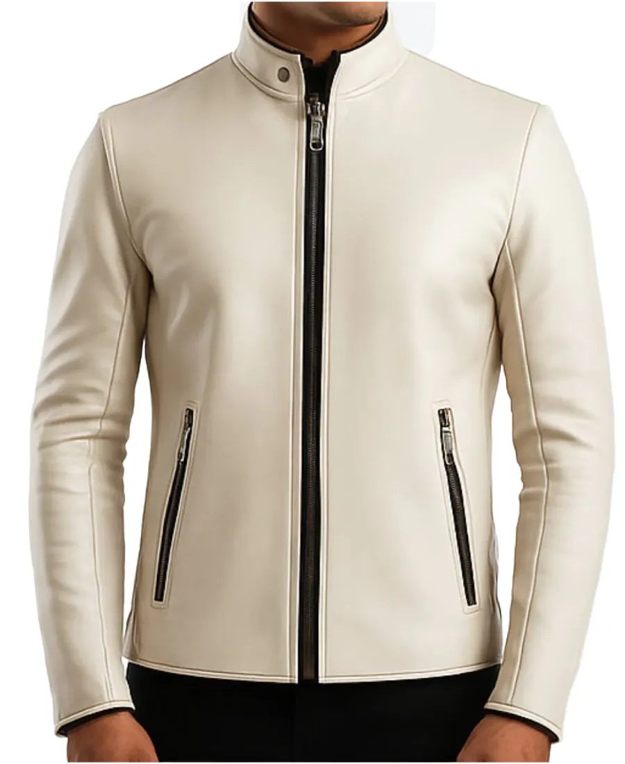 Men's Logan White Leather Jacket - Trendy Leather Jackets