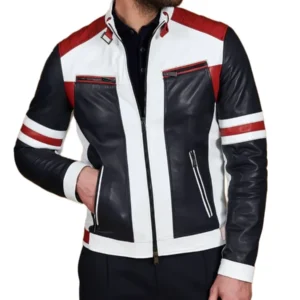 Men's Multicolor Motorcycle Biker Leather Jacket - Trendy Leather Jackets