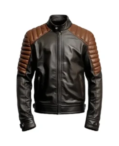 Men’s Padded Black Moto Leather Jacket