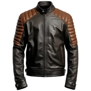 Men's Padded Black Moto Leather Jacket
