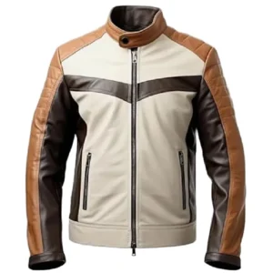 Men’s Padded Multicolor Biker Leather Jacket