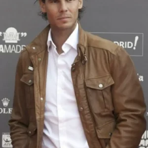 Men's Rafael Nadal Brown Leather Jacket