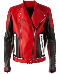 Men’s Red And Black Padded Motorcycle Jacket