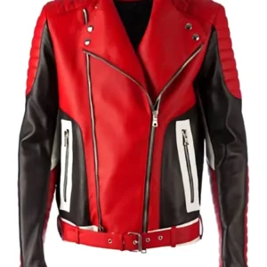 Men's Red And Black Padded Motorcycle Jacket - Trendy Leather Jackets
