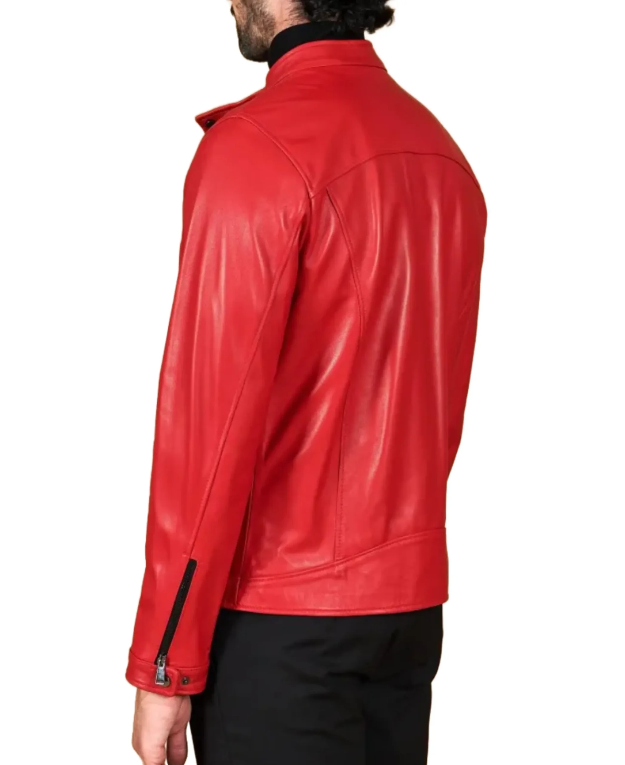 Men's Red Nappa Leather Jacket Back - Trendy Leather Jackets
