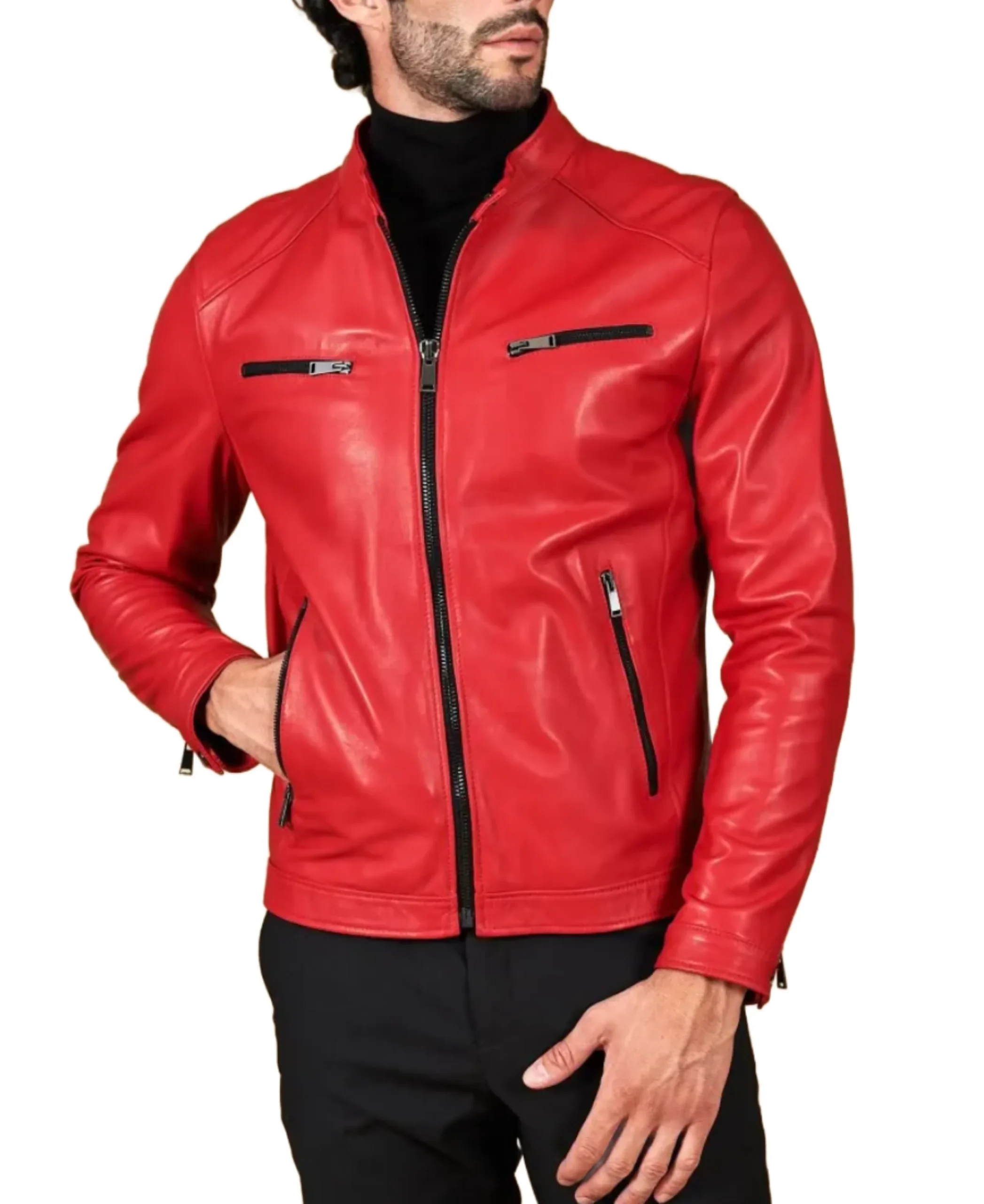 Men's Red Nappa Leather Jacket - Trendy Leather Jackets