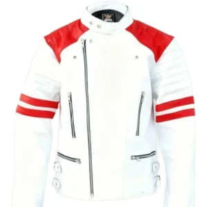 Men's Red Stripes Leather Jacket