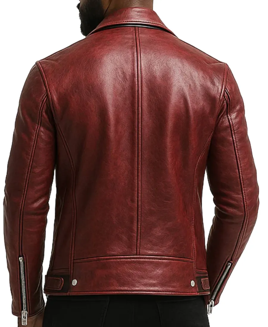 Men's Roman Red Moto Leather Jacket - Trendy Leather Jackets