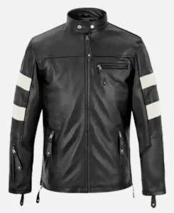 Men’s Slim Fit Black And White Leather Jacket