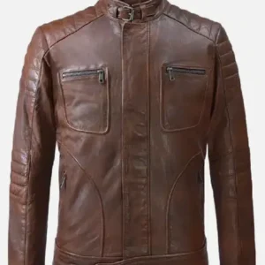 Men's Spanish Brown Biker Leather Jacket - Trendy Leather Jackets