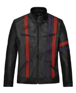 Men’s Striped Moto Leather Jacket