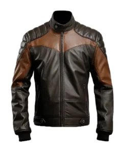 Men’s Stylish Padded Black Biker Leather Jacket