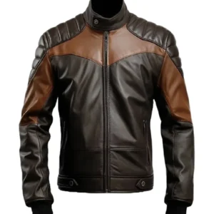 Men's Stylish Padded Black Biker Leather Jacket