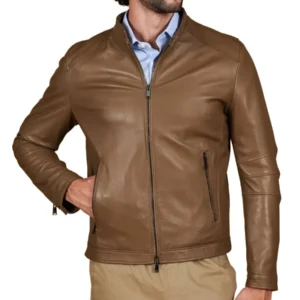 Men's Taupe Brown Leather Jacket - Trendy Leather Jackets