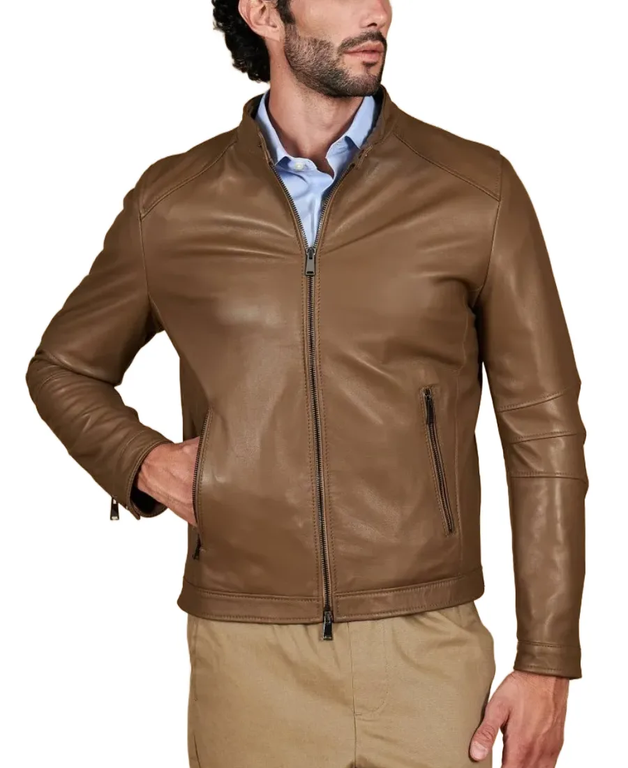 Men's Taupe Brown Leather Jacket - Trendy Leather Jackets