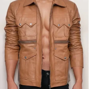 Men's Versatile Brown Leather Jacket