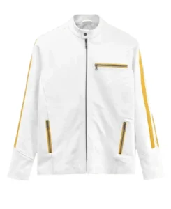 Men’s Yellow Stripe Leather Jacket