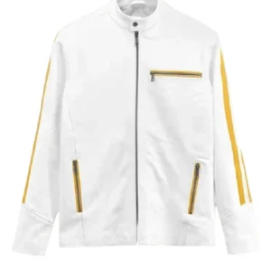 Men's Yellow Stripe Leather Jacket