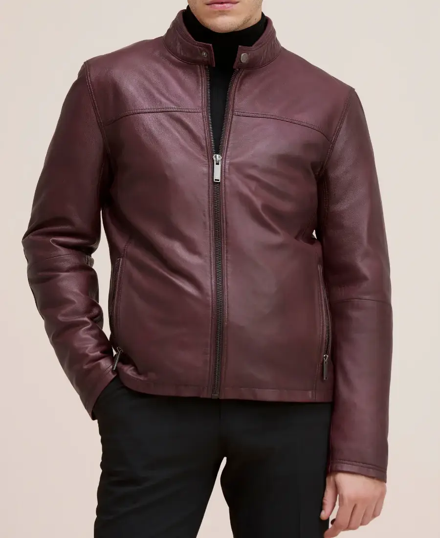 Shop The Man's Bowen Burgundy Leather Jacket