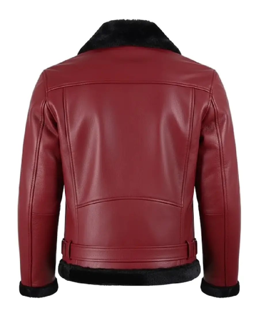 Shop The Men's Maroon Shearling Bomber Jacket