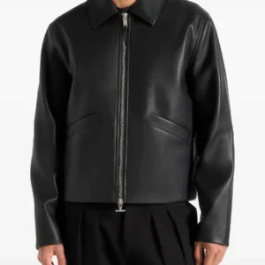 Shop The Men's Pleats Detail Dual Zip Leather Jacket