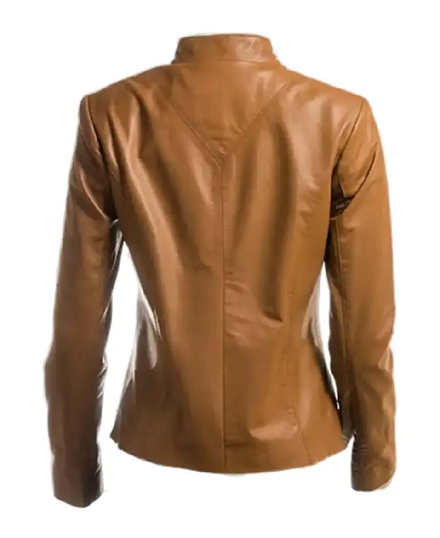 Shop The Women's Camel Plain Leather Jacket
