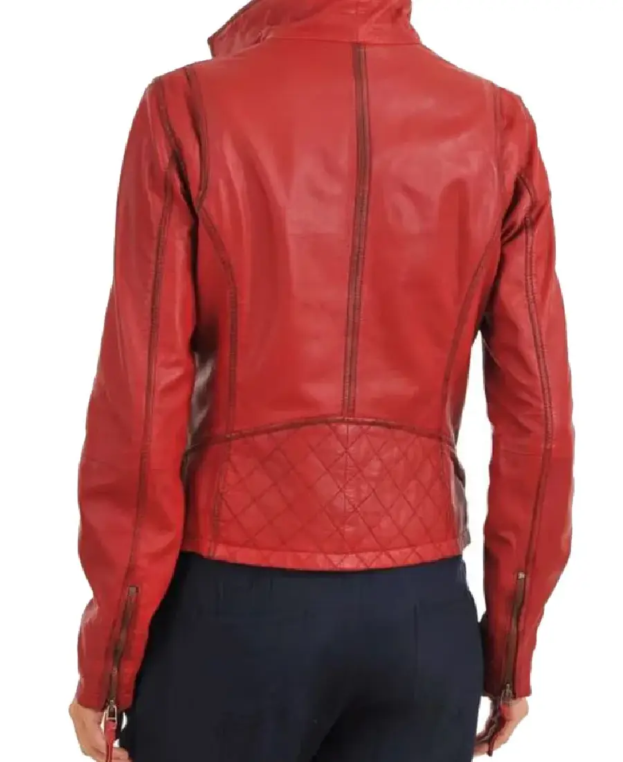 Shop The Women's HJ088 Asymmetrical Leather Biker Jacket