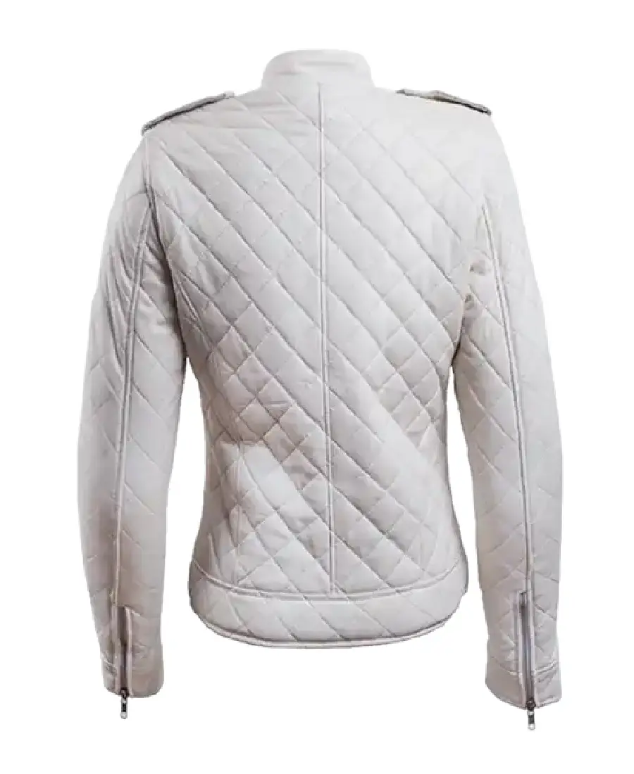 Shop The Women’s White Leather Puffer Jacket
