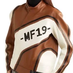 Women's Brown And White MF19 Leather Jacket - Trendy Leather Jackets