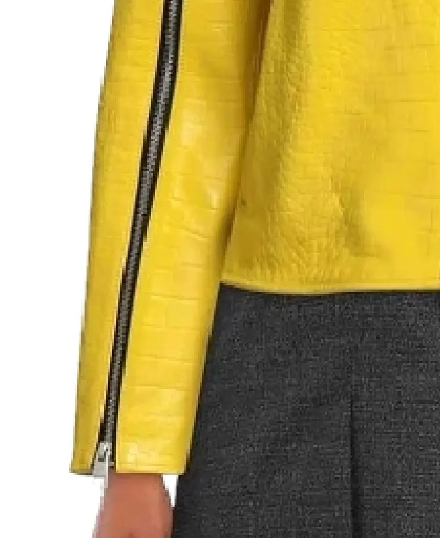 Women's Croc-Embossed Leather Jacket Sleeves