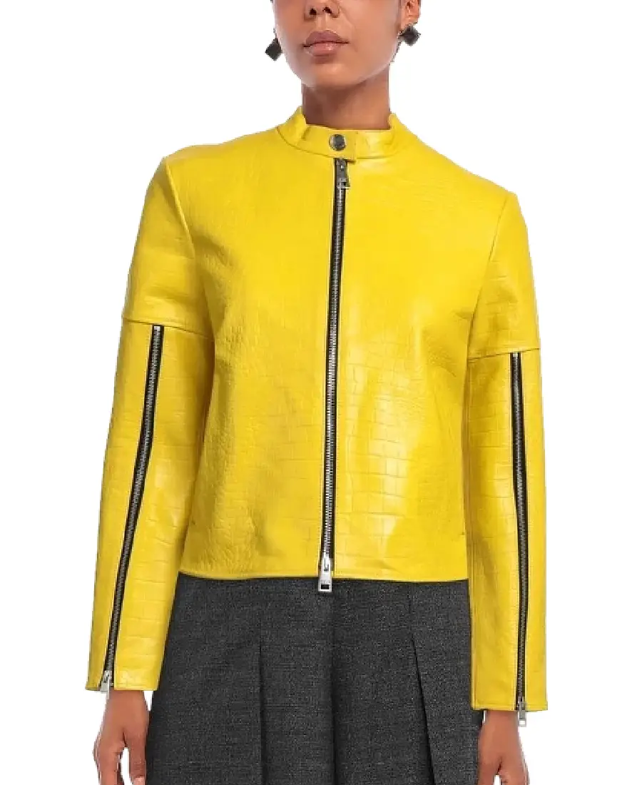 Women's Croc-Embossed Leather Jacket