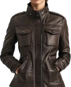 Women’s Evelyn Brown Leather Jacket