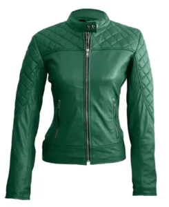 Women’s Green Quilted Leather Jacket