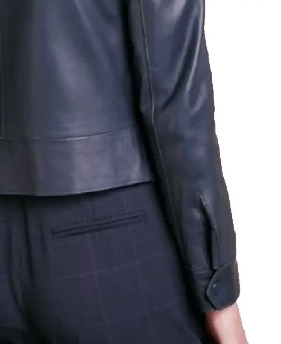 Women's HJ223 Cropped Leather Jacket Sleeves