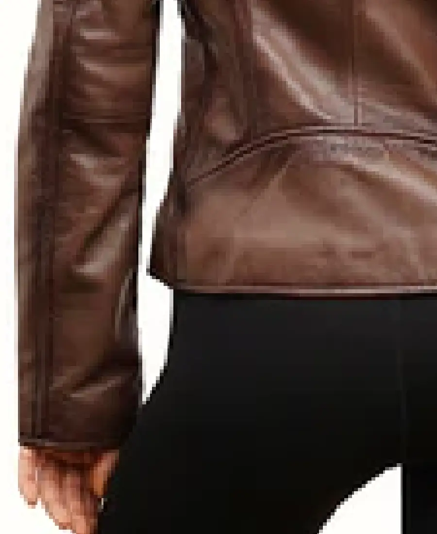 Women's Luna 02 Cafe Racer Leather Jacket Sleeves