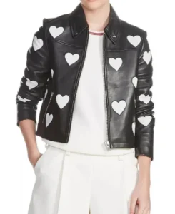 Women’s Maje Heart Motorcycle Leather Jacket